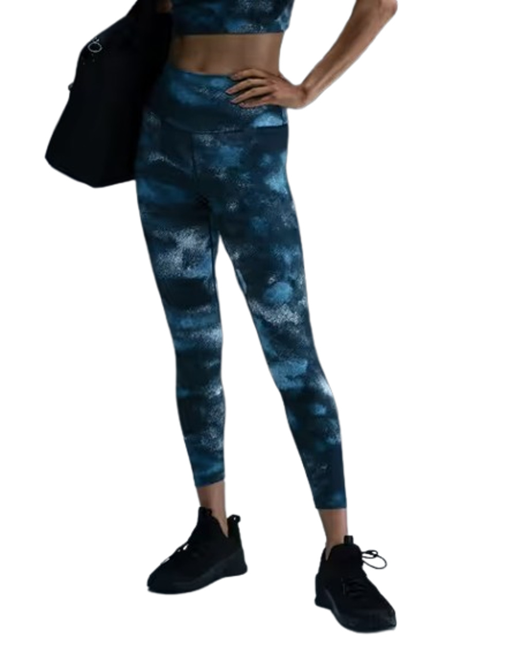 NIKE Women's One High Waist 7/8 Leggings Small Smokey Navy Blue Print NWT